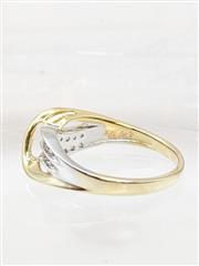 14K 2.8g 2 Tone Gold Intricate Channel Set Diamond Fashion Crossover Ring Sz 6